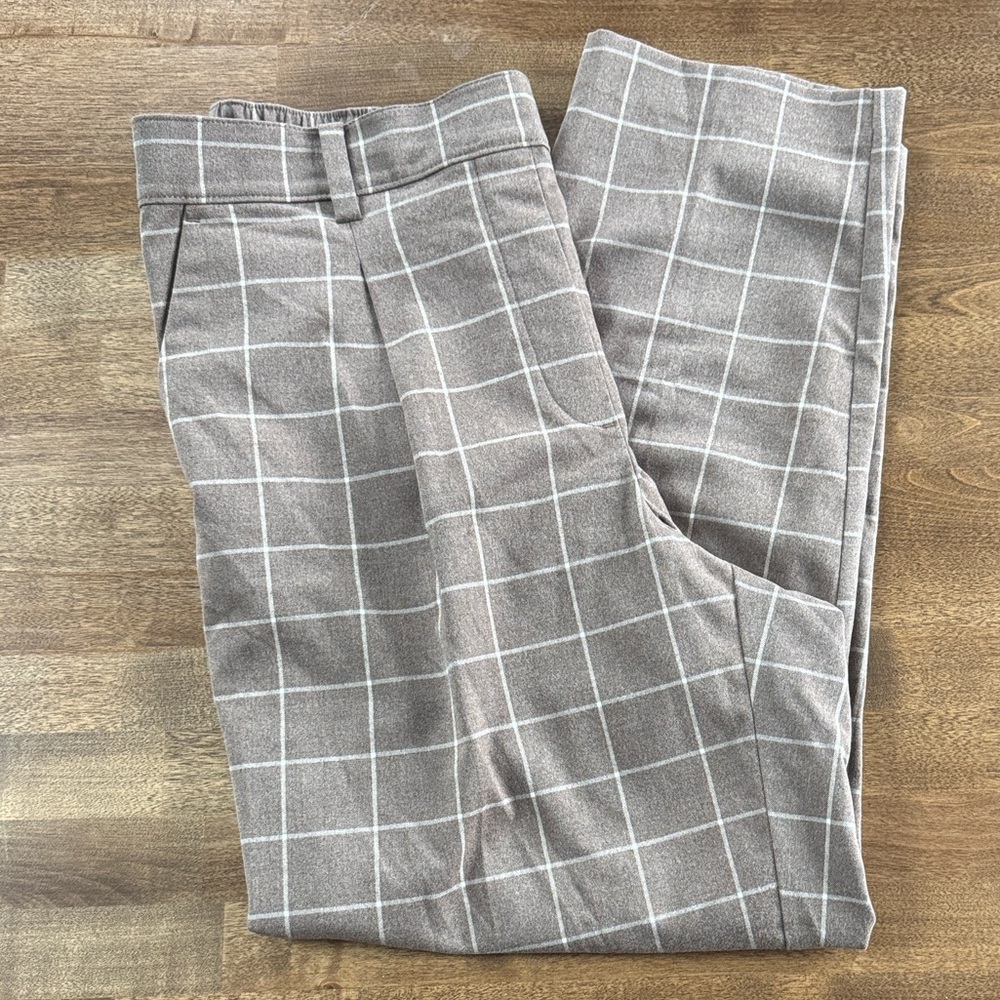 LOFT Taupe Windowpane Trousers